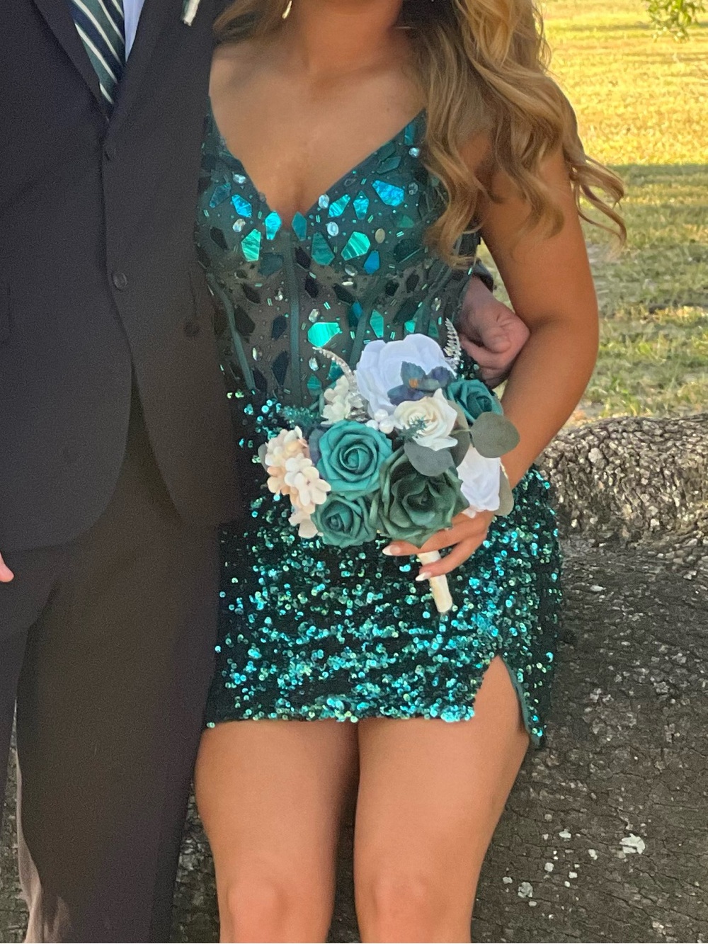 Girls' Teal Sequin Party Dress - Unbranded